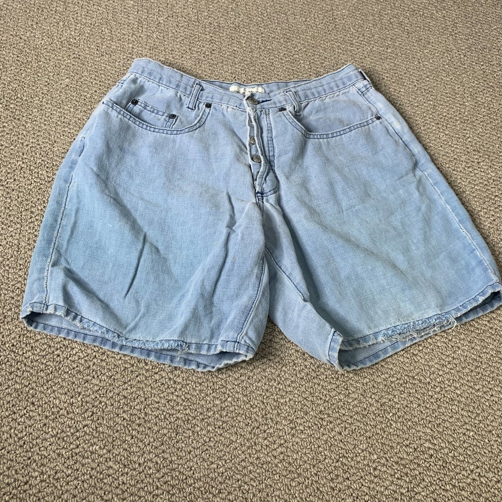 Guess Womens Shorts Size 3 Juniors Blue Light Wash Denim Cotton Linen Blend